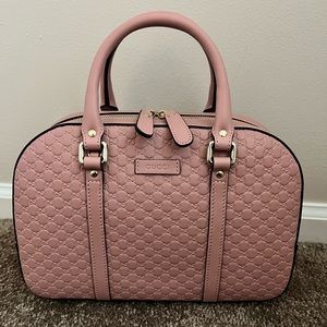 Gucci Light Pink Microguccissima Leather Boston Bowler Bag